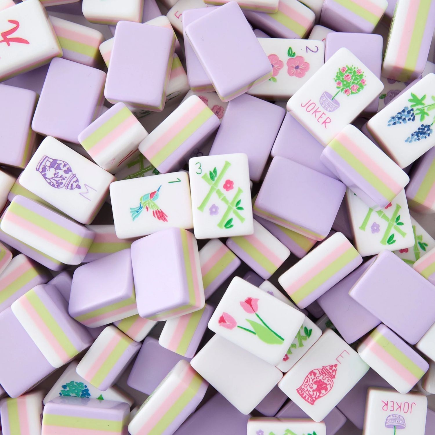 American Mahjong Game Set, 160 pcs Watermelon Layered Mah Jong Tiles Orchid