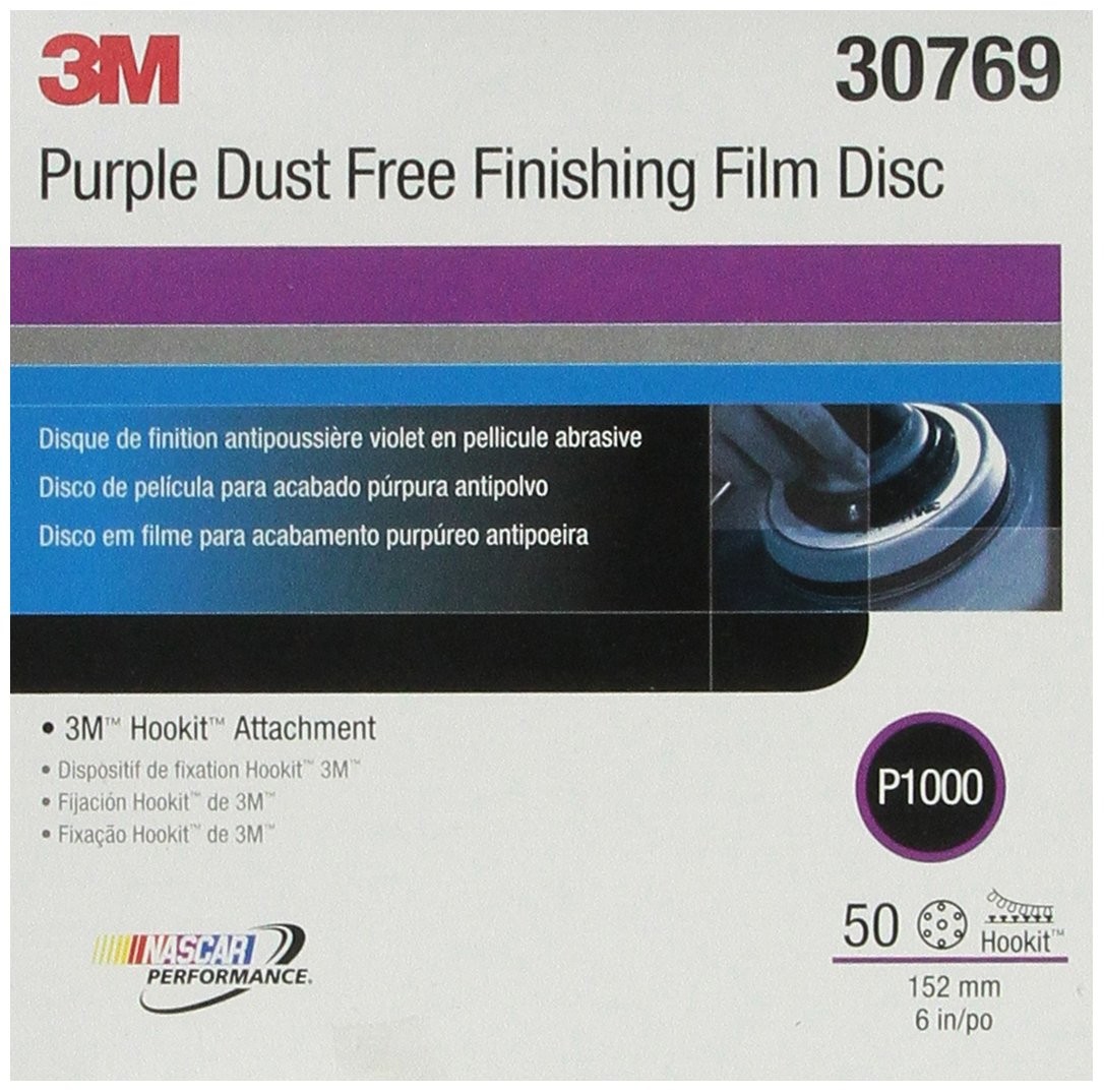 3M 30769 Hookit Purple 6" P1000 Grit Dust-Free Finishing Film Disc
