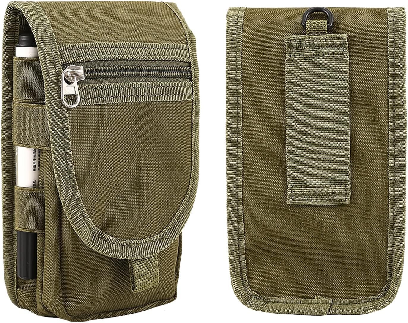 Stylish Tactical Phone Pouch - Army Green Belt Holder for Large Smartphones