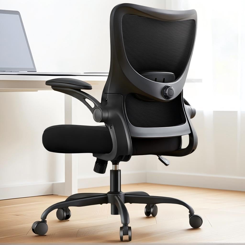 Ergonomic Office Chair Desk Chair with 3D PU Armrests and Adjustable Lumbar S...