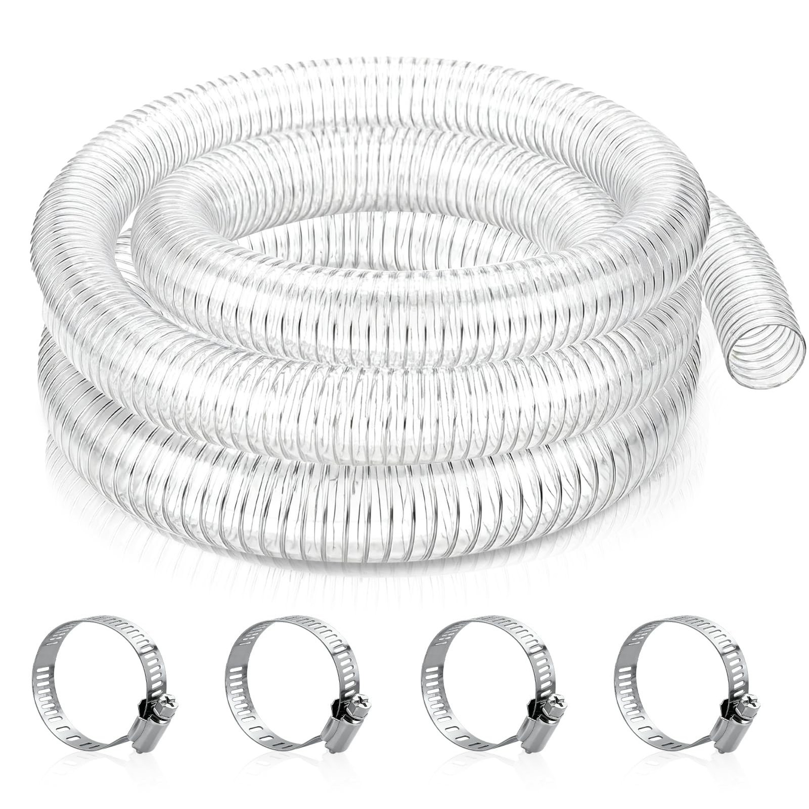 1 Inch ID X 10ft Clear Flexible PVC Hose - Steel Wire Reinforced, UV Resistan...