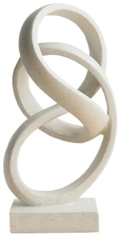 10" Modern Abstract Ribbon Decorative Sculpture, Knot 10" Light Gray