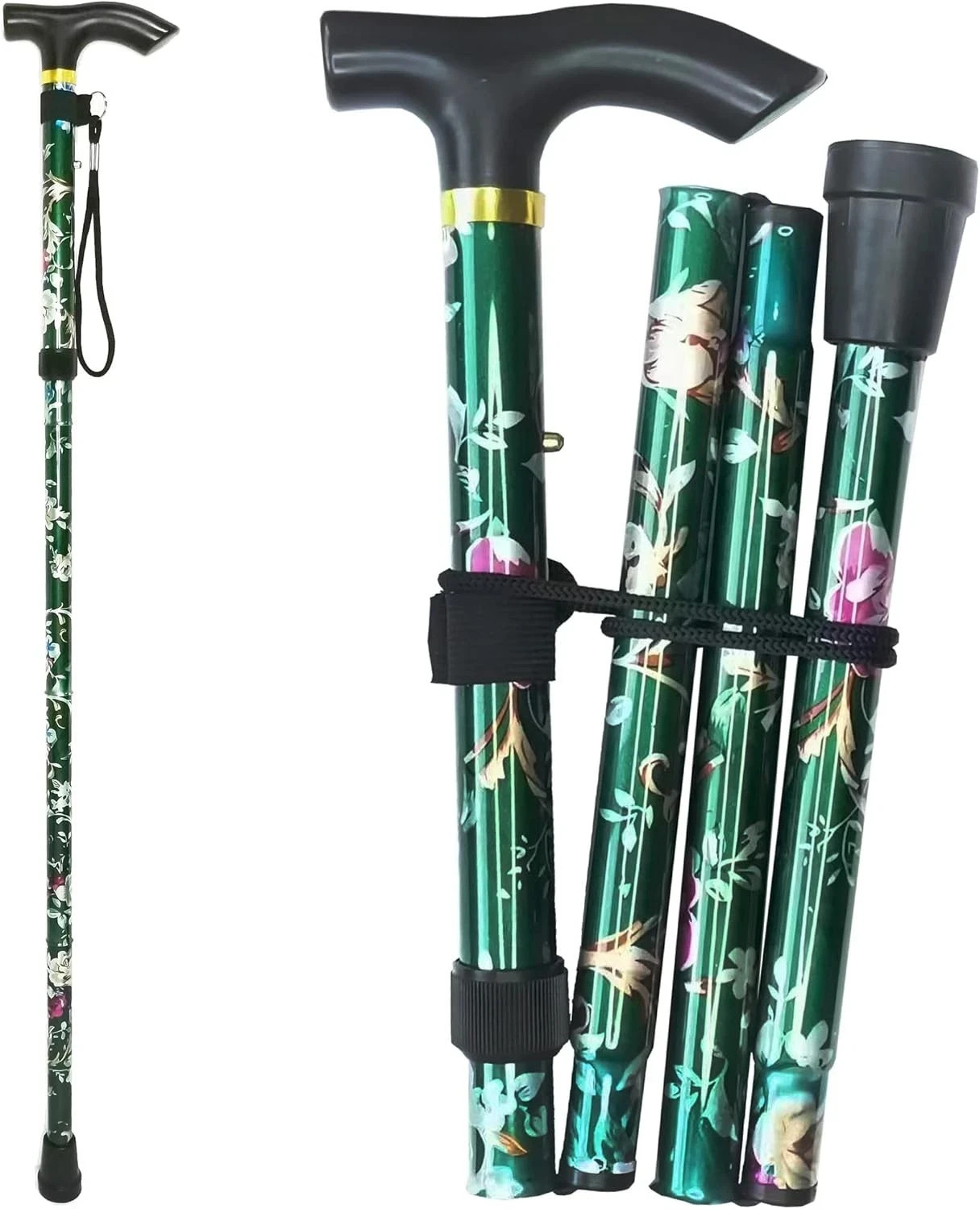 Walking Cane Printed Folding Cane, Adjustable Walking Cane for Women, Foldable C