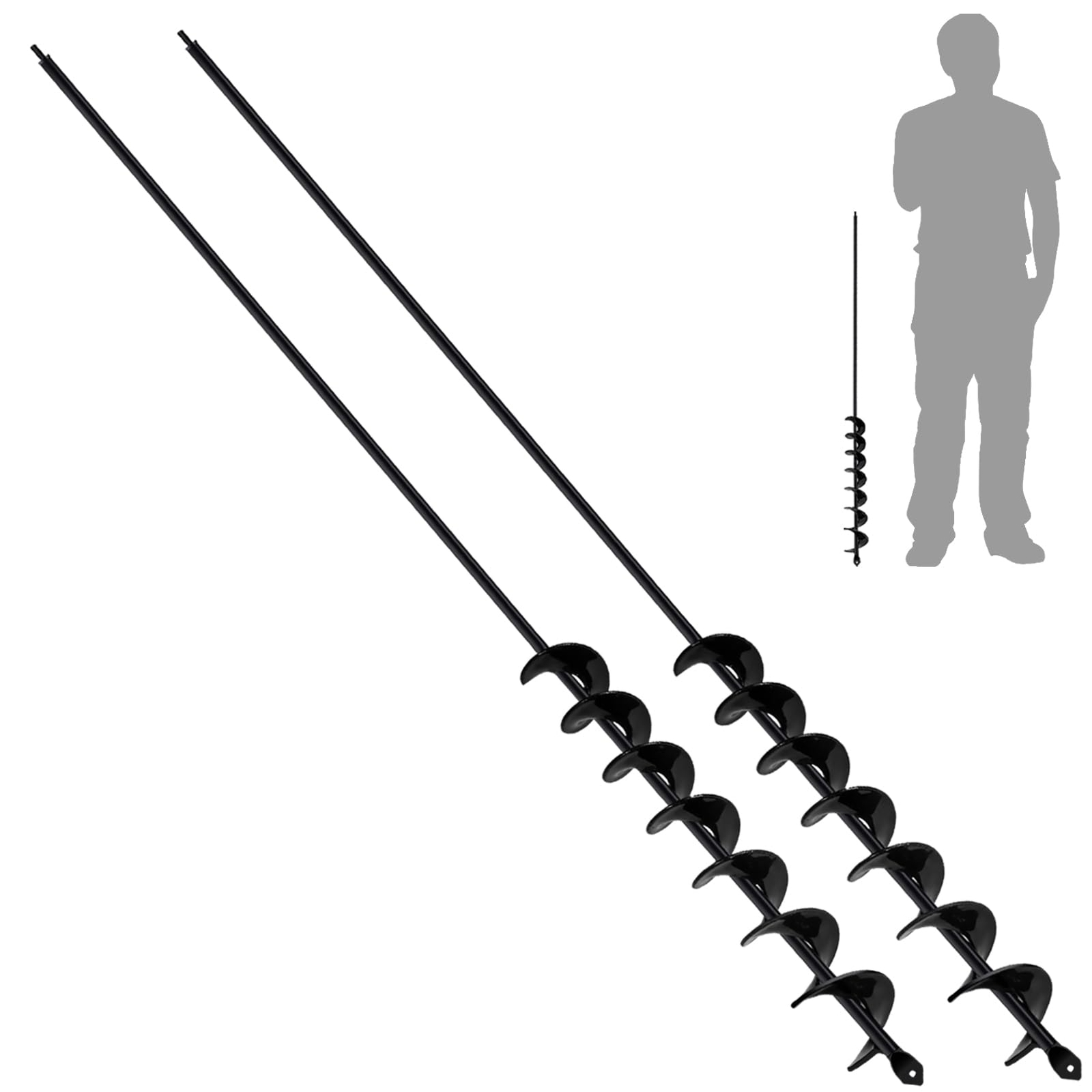 2 PCS Extended Length 2"x32"Garden Auger Drill Bit Spiral Drill for Planting