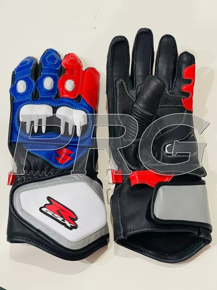 Suzuki GSXR Racing Leather Motorcycle Gloves – Premium Guantes & Race Gants