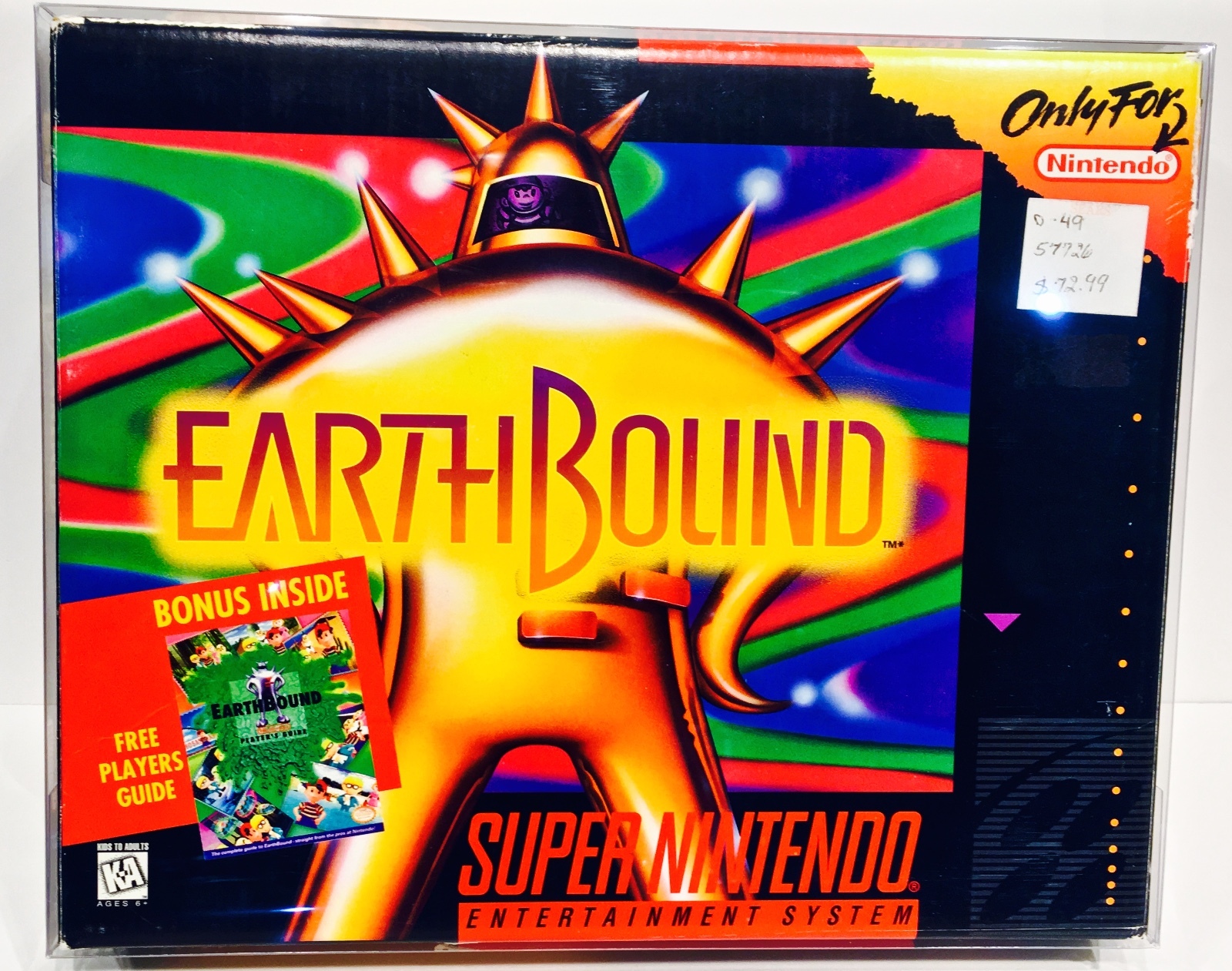 1 SNES BIG BOX Protector Earthbound Mario Paint Etc Super Nintendo Clear Case