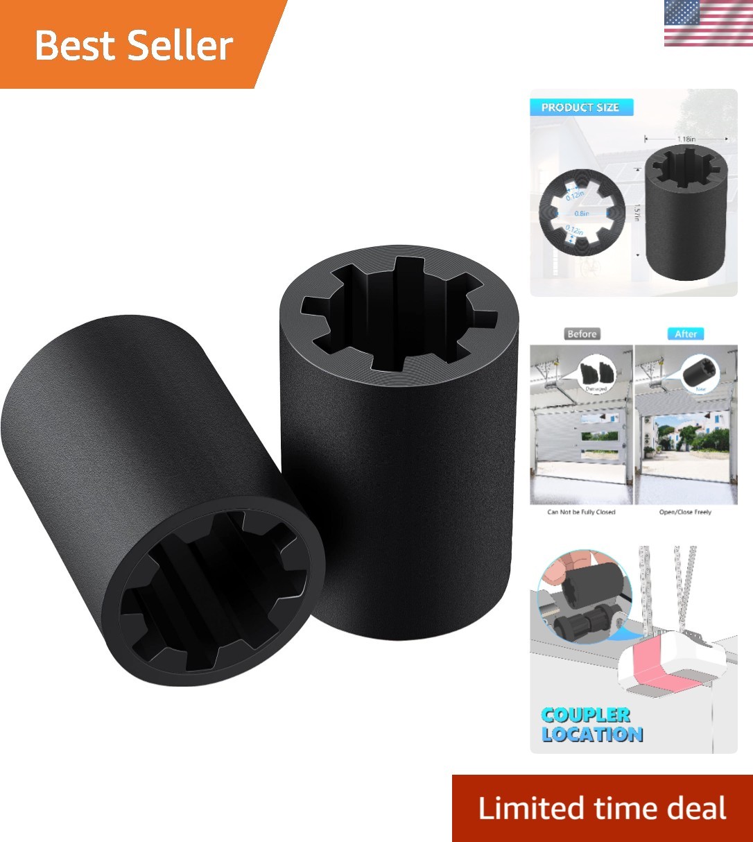 Easy-Install Screw Drive Couplers for LiftMaster & Chamberlain Garage Openers