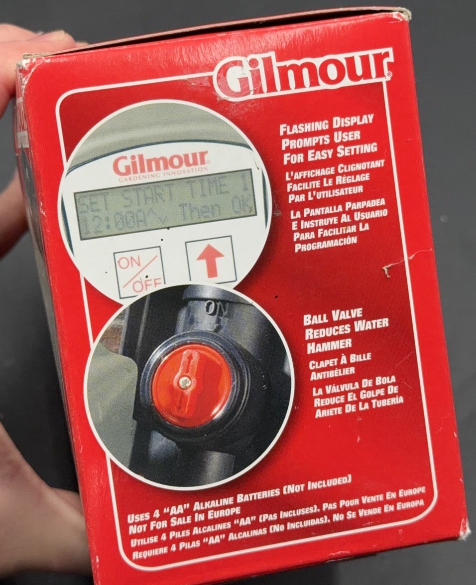 Gilmour Electronic Water Timer 8 Cycle Model 9408GF Programmable Easy To Set NEW