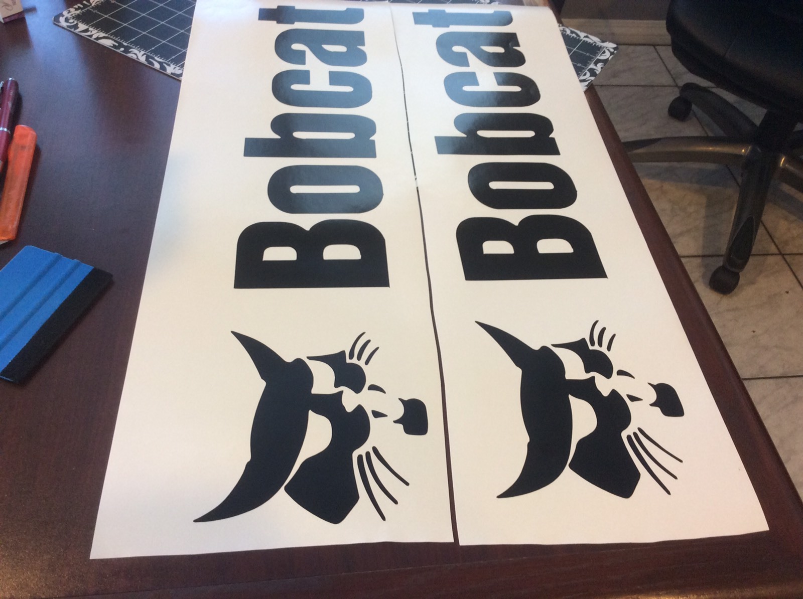 Bobcat Decal -Set of 2-  4.5 " X 22.5 " Long Black