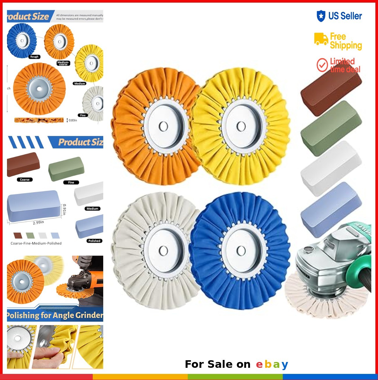 8 Inch Airway Buffing Wheels Aluminum Polishing Kit for Angle Grinder