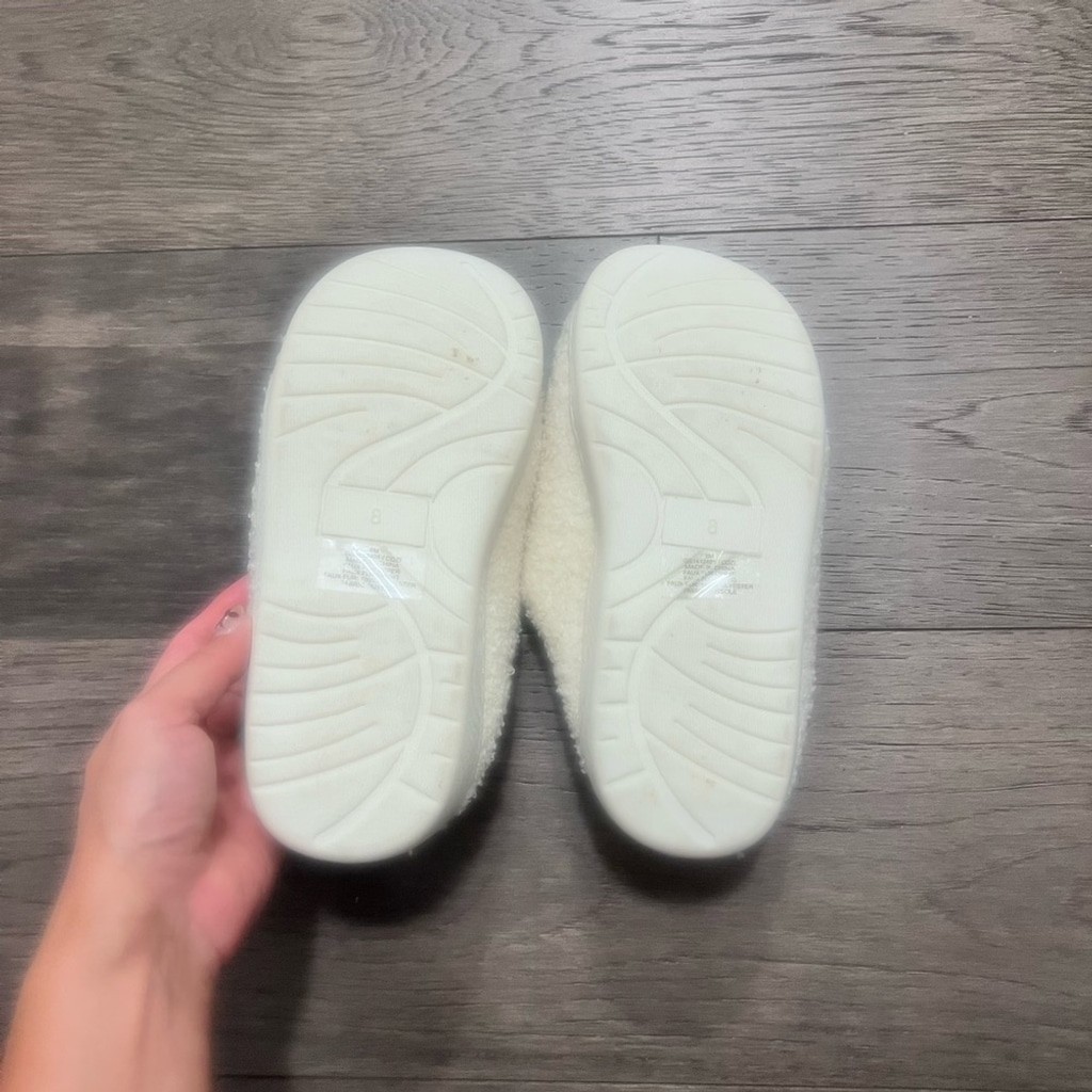 MIA Cream and Gold Smiley Face Slippers