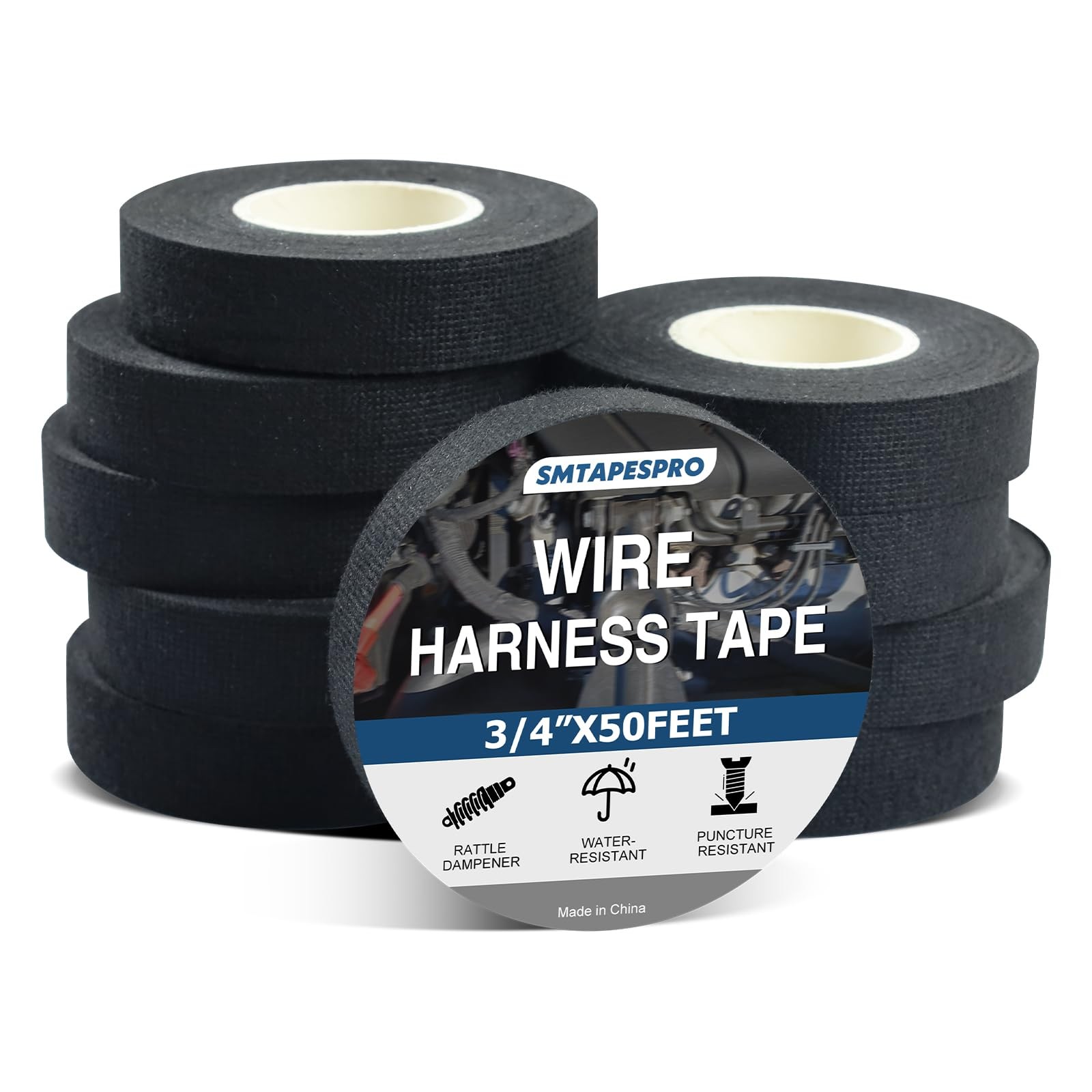 SMTAPESPRO Wire Harness Tape,High Temp Self-Adhesive Felt Standard, Black