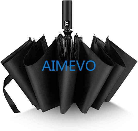 Windproof Vented Double Canopy Travel Umbrella with Teflon Coating, Auto 12Ribs