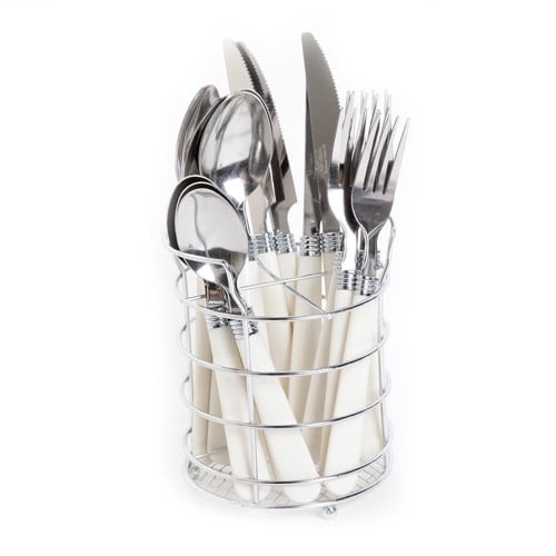 16-Piece Flatware Set with Wire Caddy