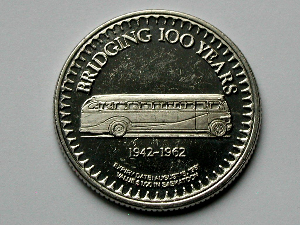 Saskatoon SK CANADA 1981 Trade DOLLAR Token with (1960's Era) City Transit Bus
