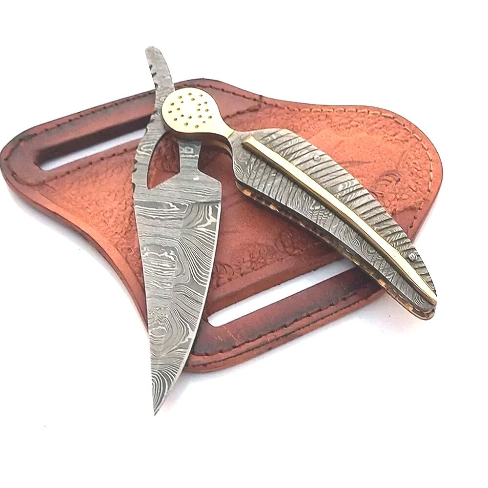 Lot Of 5 Handmade Damascus Steel Pocket Knife Folding For Hunting Camping