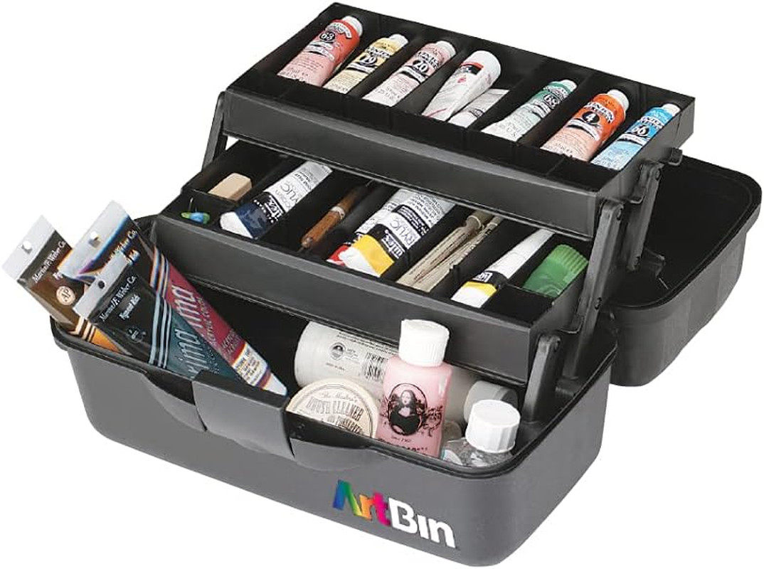 6892AG 2-Tray Art Supply Box, Portable Art & Craft Organizer with Lift-Up Trays,