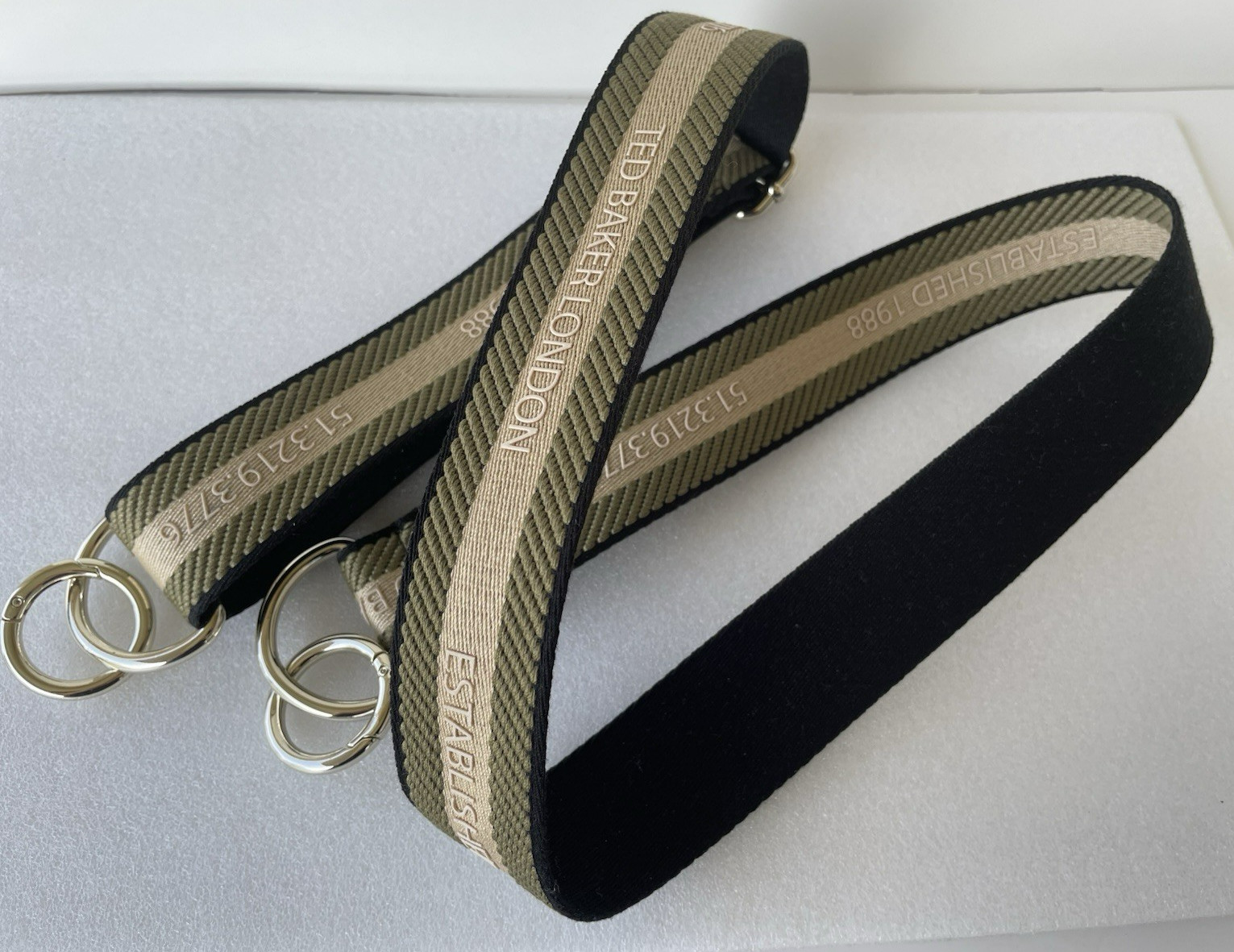Ted Baker ~ Adjustable Tan/Olive Silver-Hardware Replacement Shoulder Strap ~NEW