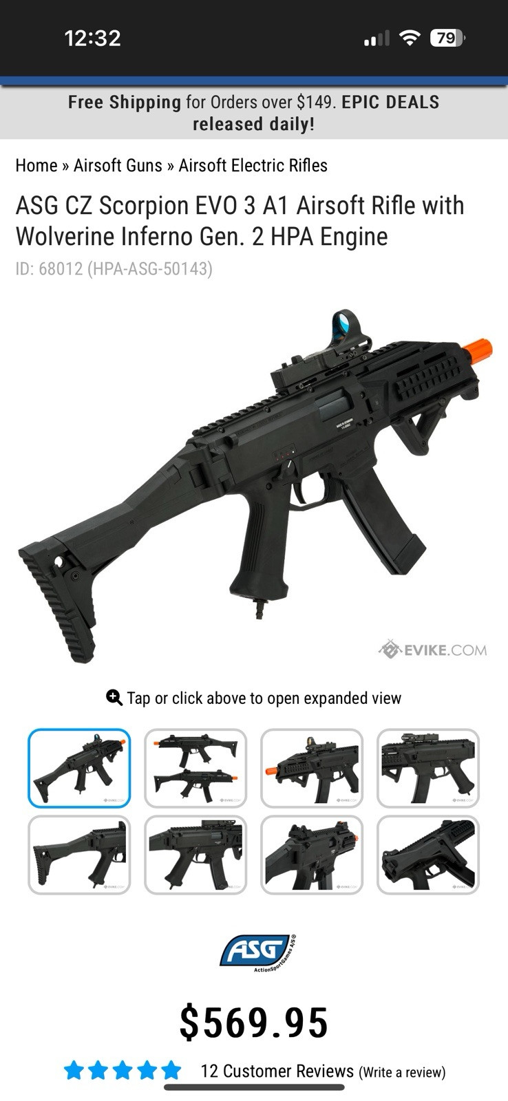 ASG CZ Scorpion Evo 3A1, w/ Wolverine Inferno Gen 2 Airsoft HPA Rifle