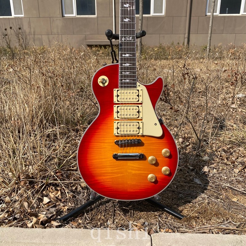 ACE Frehley Electric Guitar Cherry Sunburst Maple  Flame  Top  three pickups