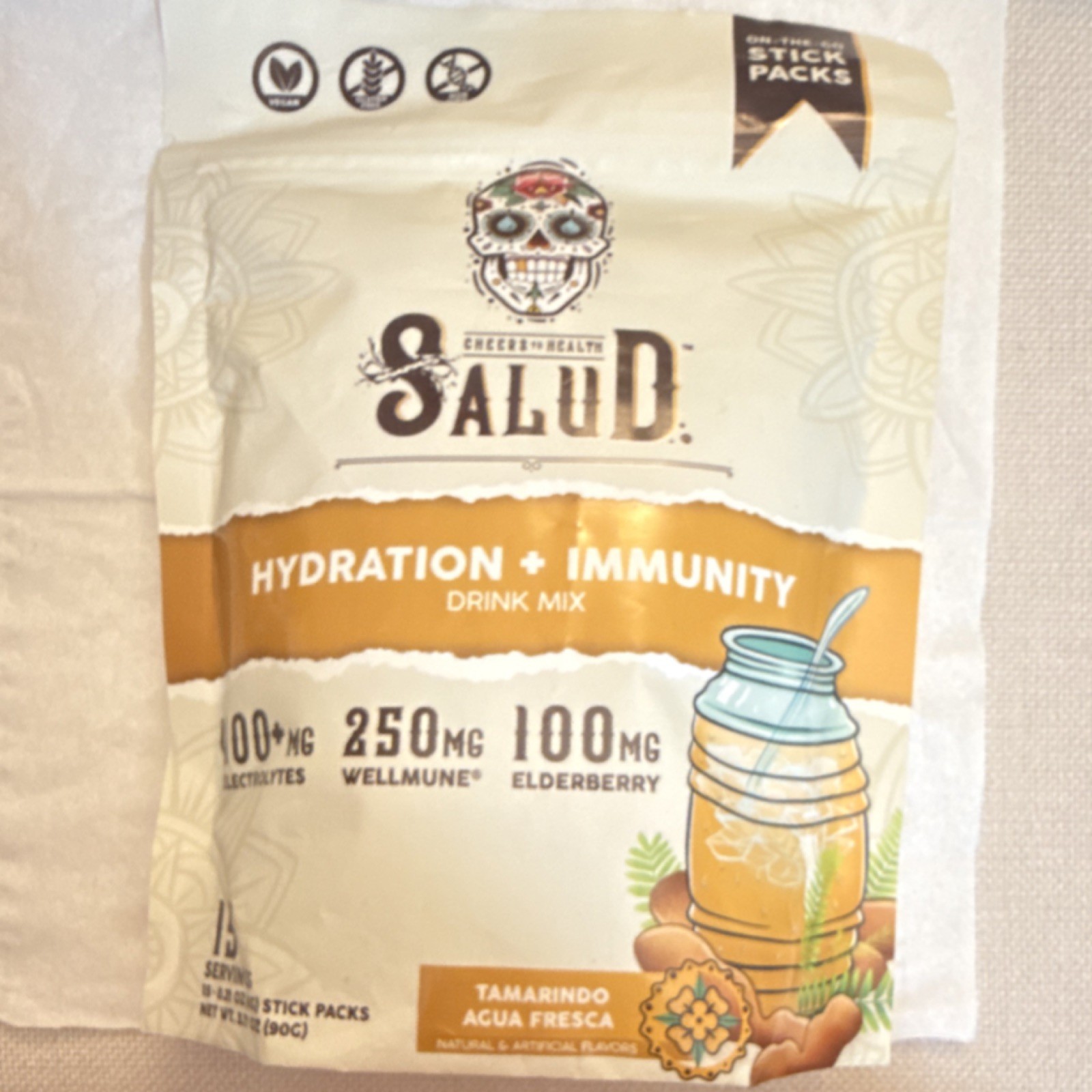 Salud Hydration Immunity Drink Mix Tamarindo Agua Fresca 15 Packs Elderberry