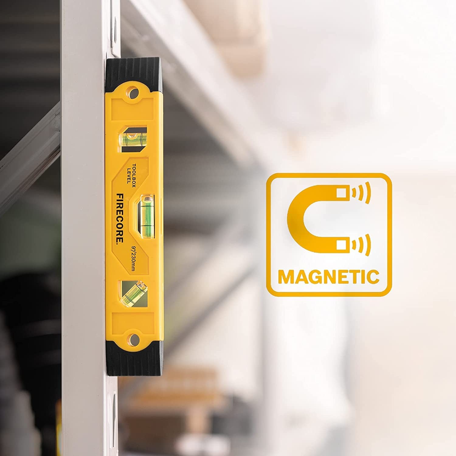 Firecore 3pcs Magnetic Torpedo Level, 9-Inch Shockproof Toolbox Level Orange