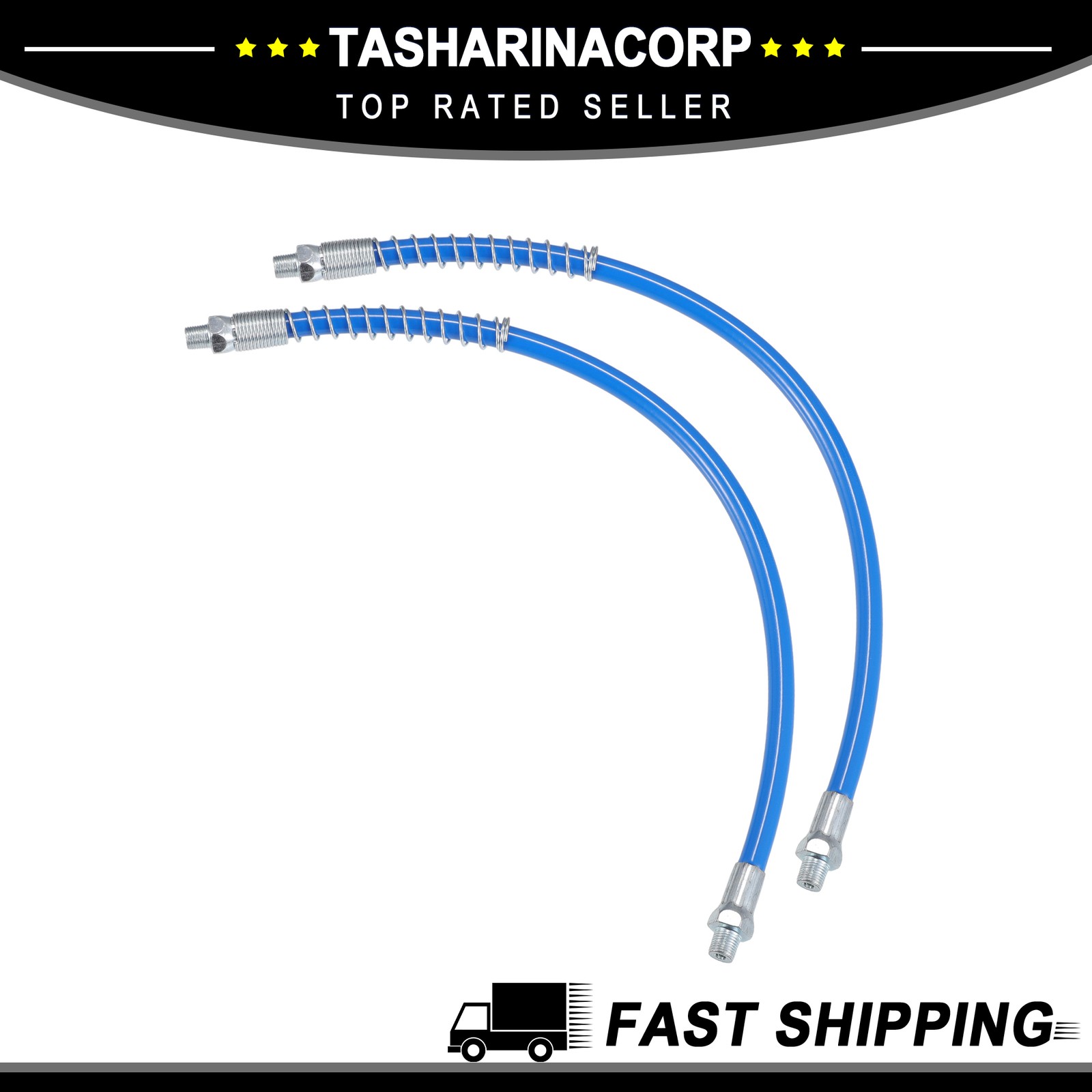 2pcs 16" Universal 1/8" NPT Trailer Grease Gun Flex Hose Extension Metal