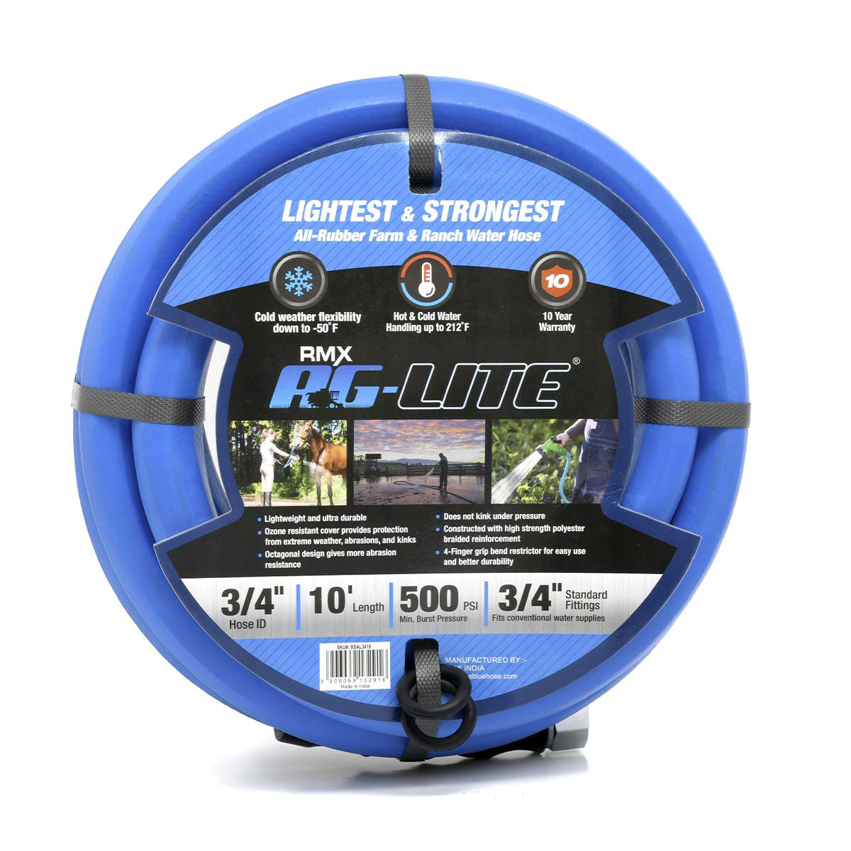 BluBird BSAL3410 Lightweight Water Hose Cold Weather Rated With Brass GHT Ends