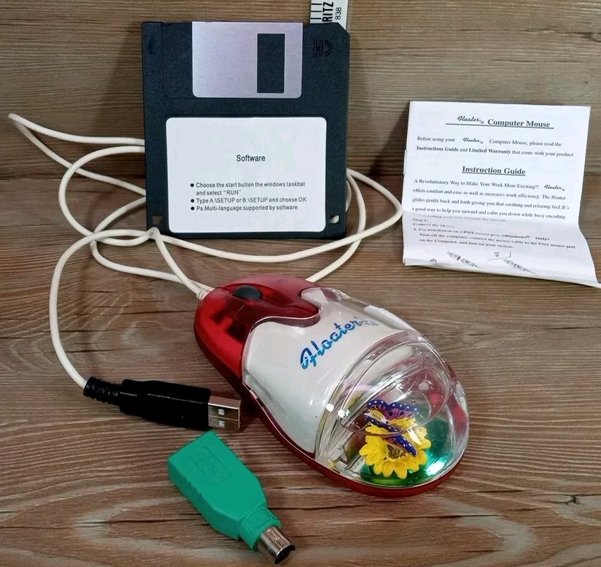 Floaters Computer Mouse USB & PS/2 Butterfly Flower Corded in Original Packaging