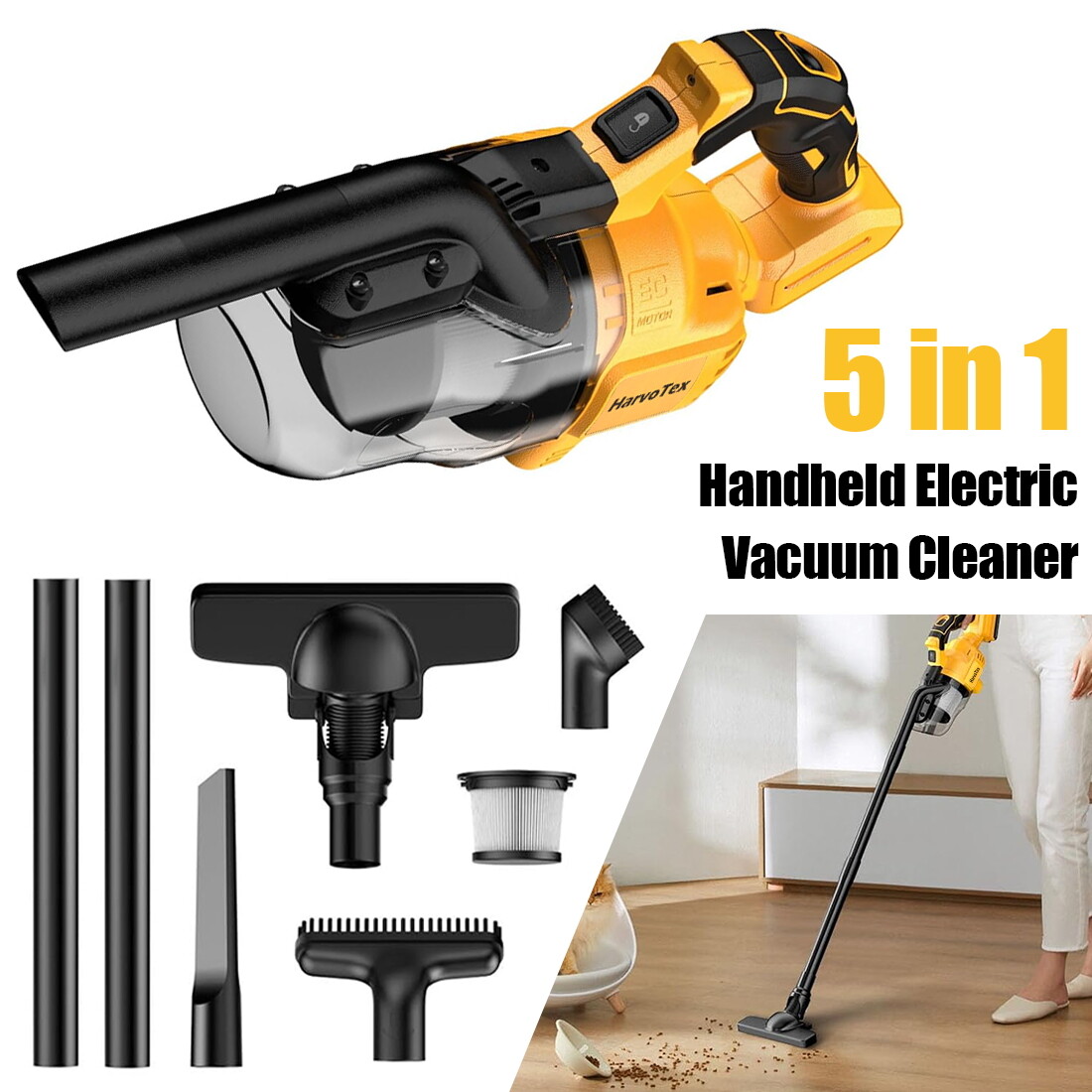 Cordless Vacuum Cleaner for Dewalt 20V Battery, 5 in 1 Handheld Electric Vacuum