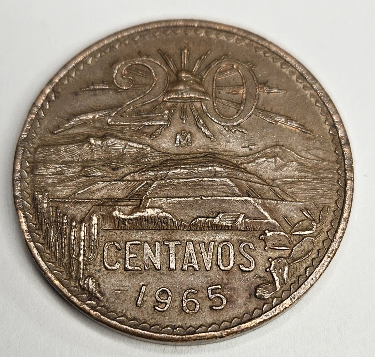 1965 Mexico 20 Centavos - Mexican Coin - Bronze - World Coin - Liberty Cap - L7