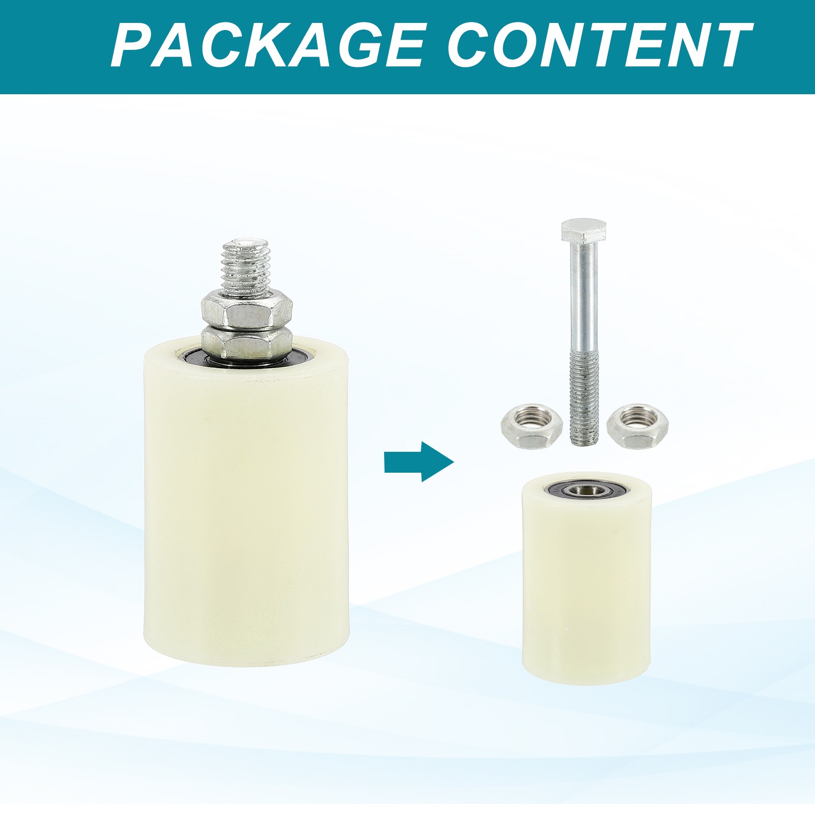 1Set Slide Gate Guide Roller 2.8" Adjustable Nylon Rollers, White