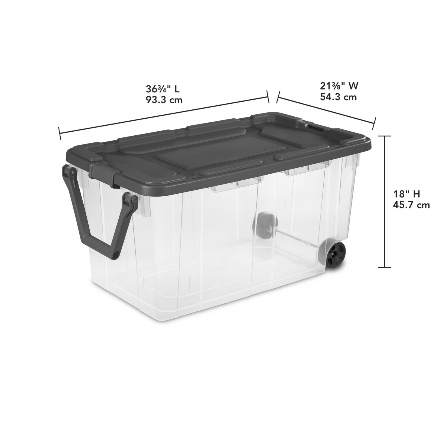 2 Pack Sterilite 160 Quart Wheeled Storage Bin Clear with Pull Handle