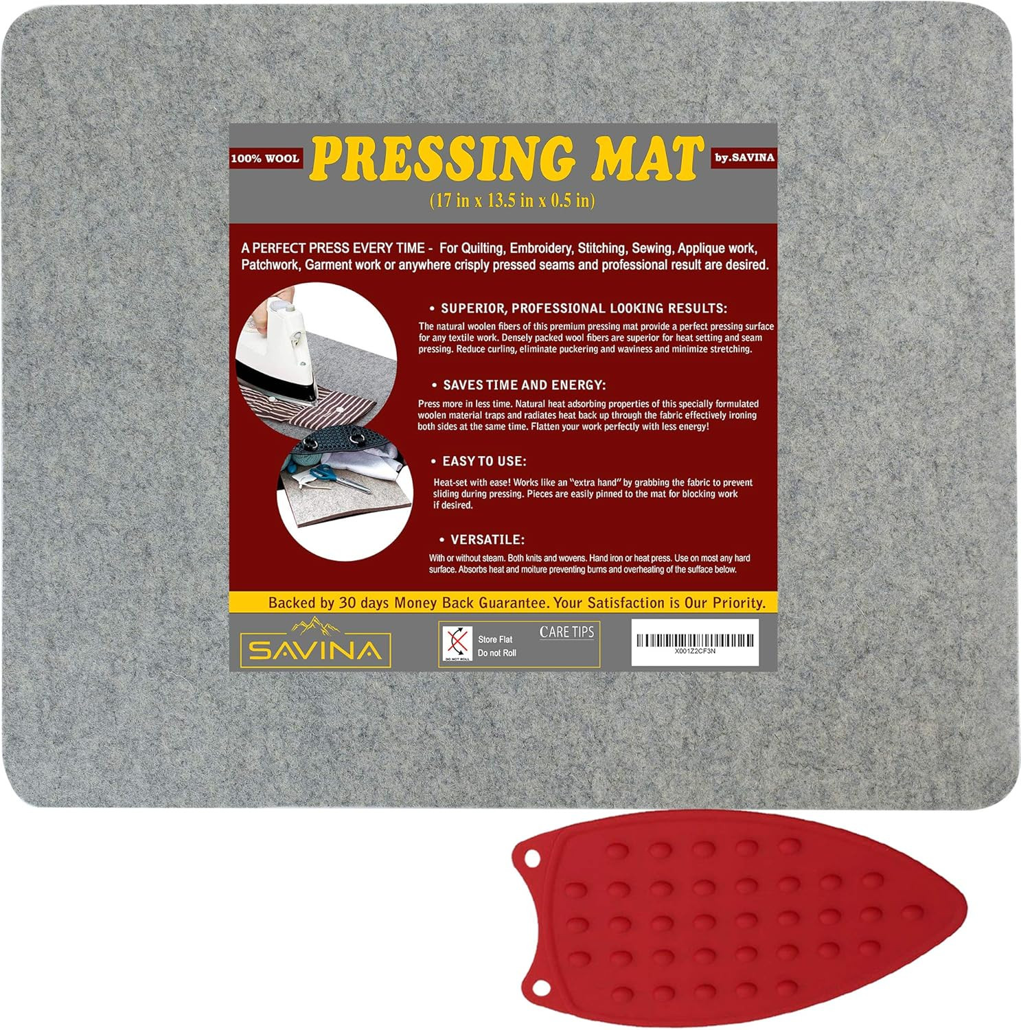 Wool Pressing Mat - 17" X 13.5" Quilting Ironing Pad - 100% New Zealand Felted W