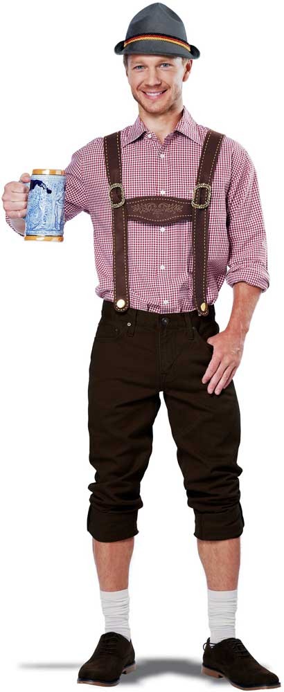 Lederhosen Men Embroidered Suspenders And Alpine Hat Accessory Halloween 60682