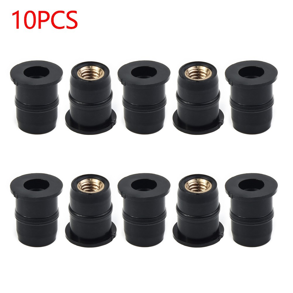 10PCS M5 Rubber Nut 5mm Metric Motorcycle Windscreen Well Nut Wellnuts Brass Nut