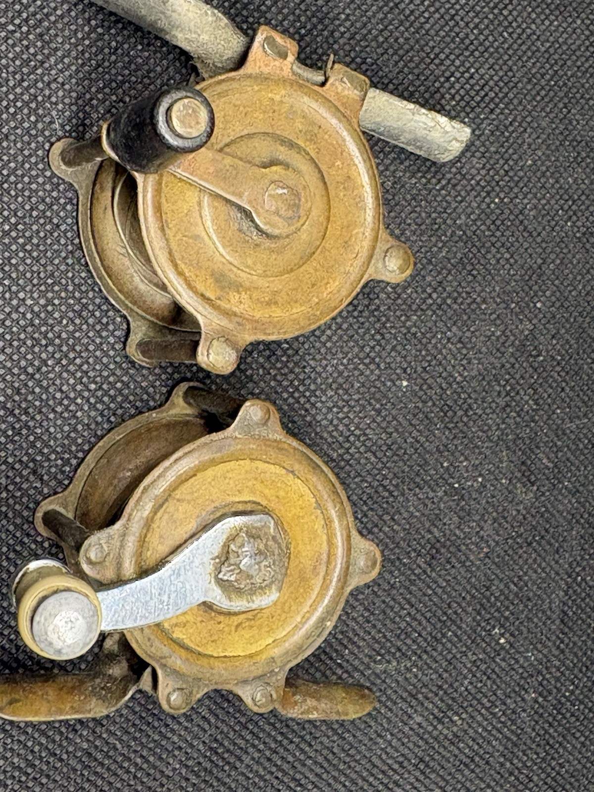 Two Brass Antique Fishing Reels Tiny