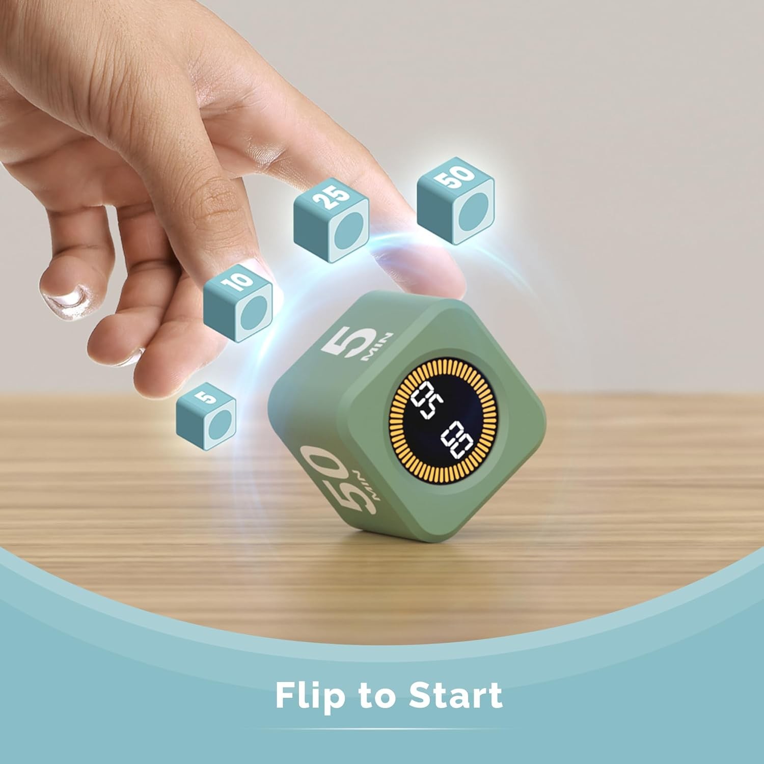 Visual Cube Timer for Productivity - Rotating Timer with 5/10/25/50 Min Settings