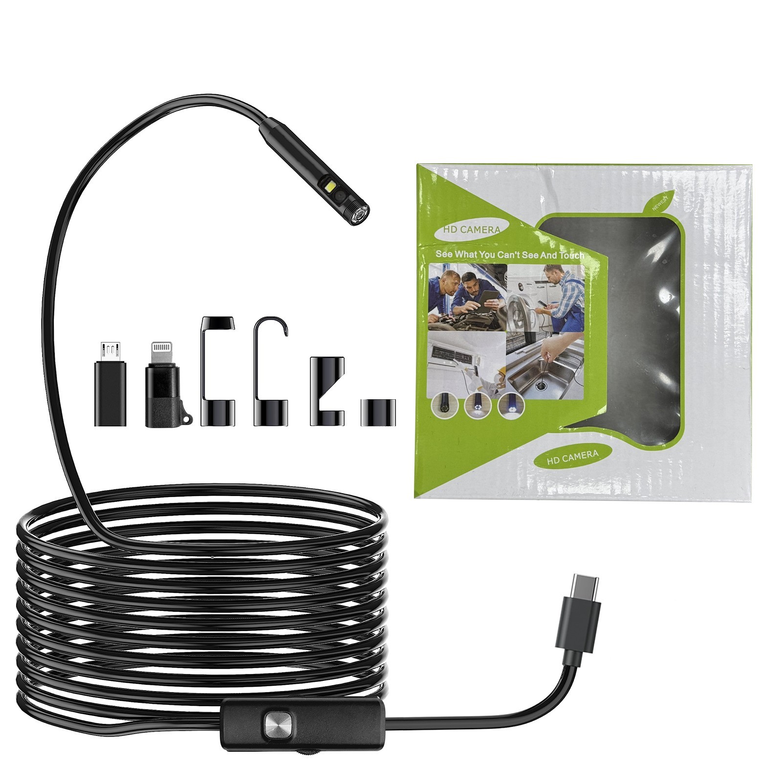 Miyake Dual Lens Endoscope Camera 1080P HD IP67 Borescope for iOS Android