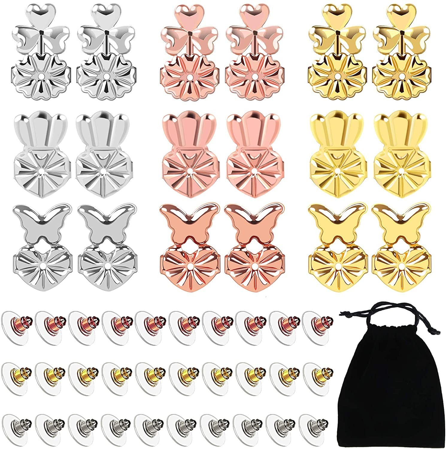 SANNIX 9 Pairs Earring Lifters, Backs Lifter for Droopy 3 colors