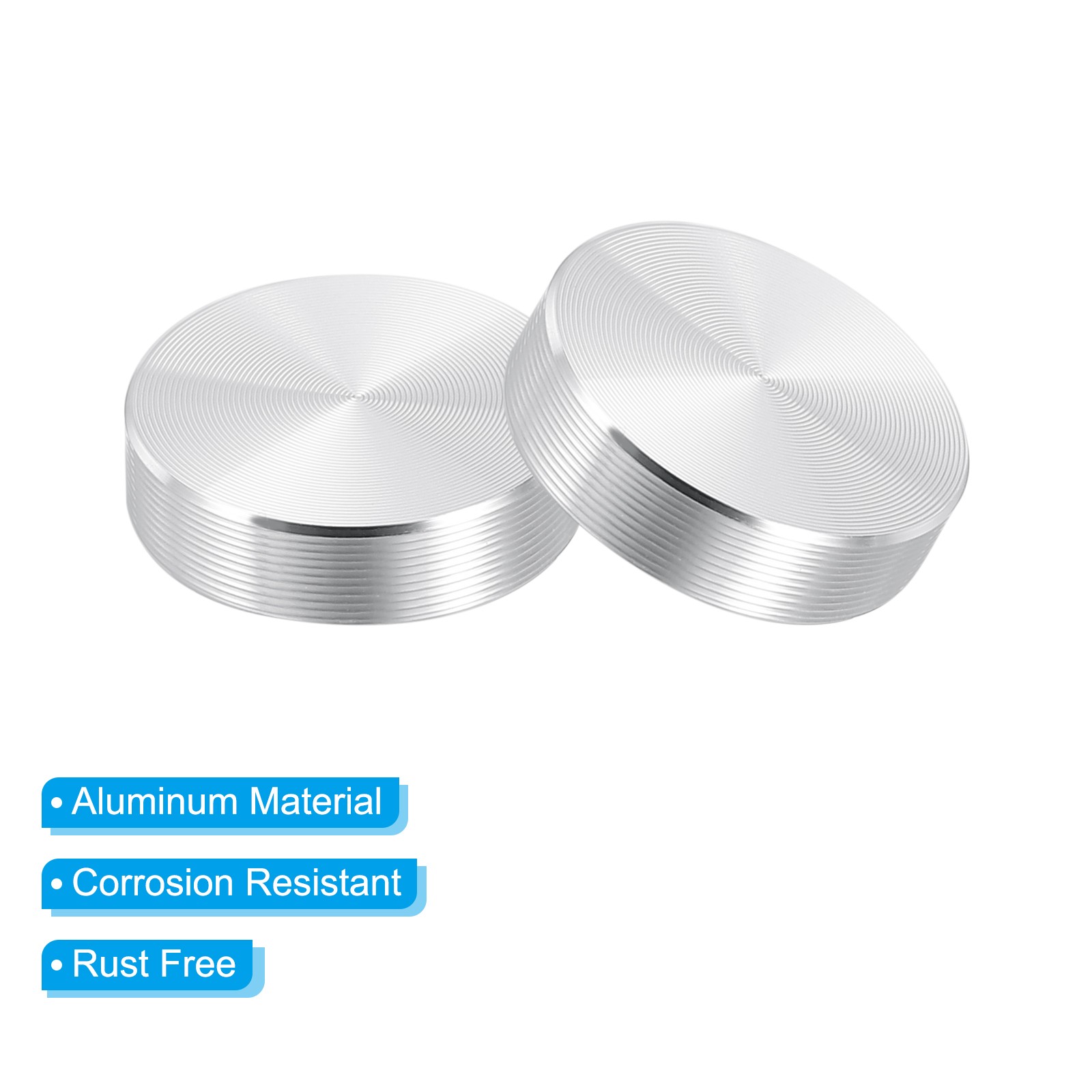 25mm Round Shape Aluminum Disc, 4 Pack M8 Thread Hardware Aluminum Disc, Silver