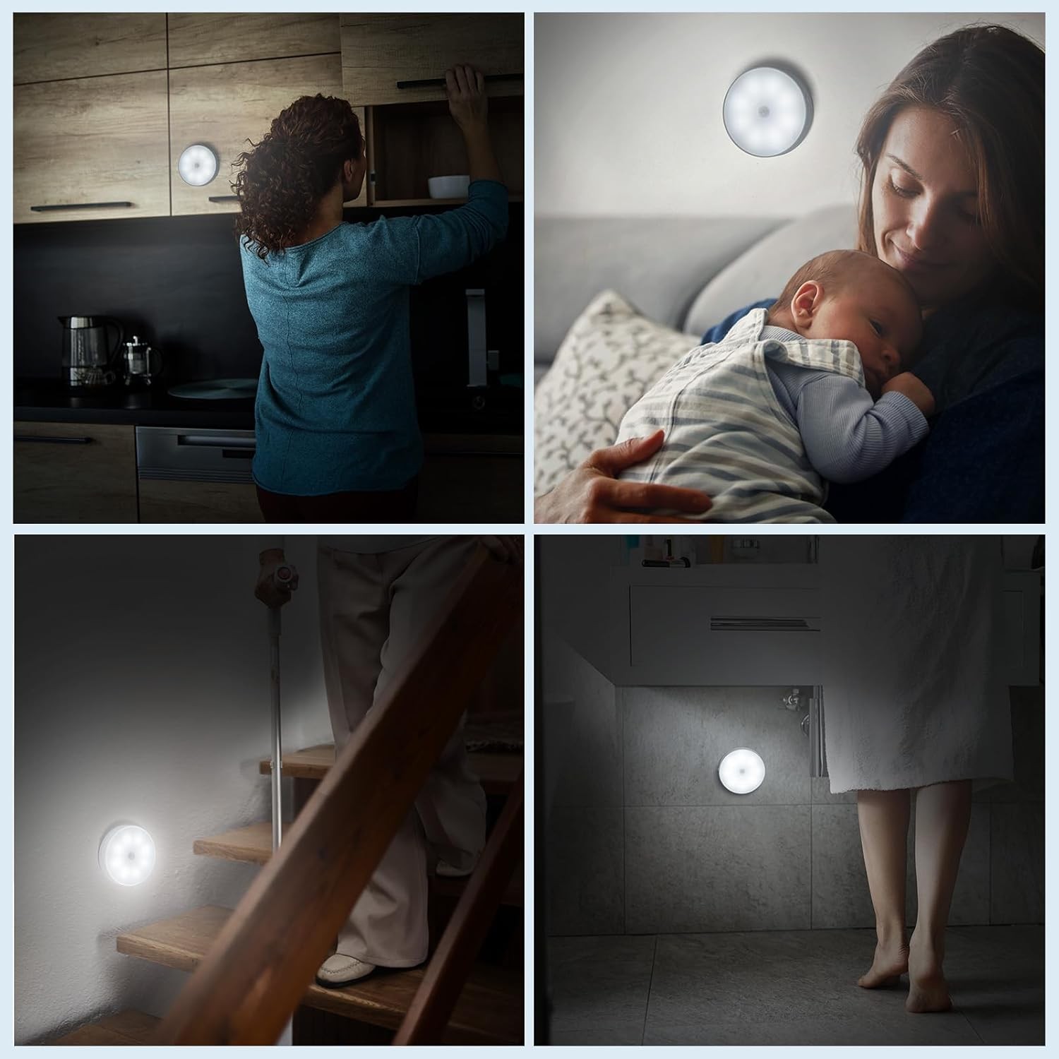 Motion Sensor Night Light 2 Pack LED Light, White