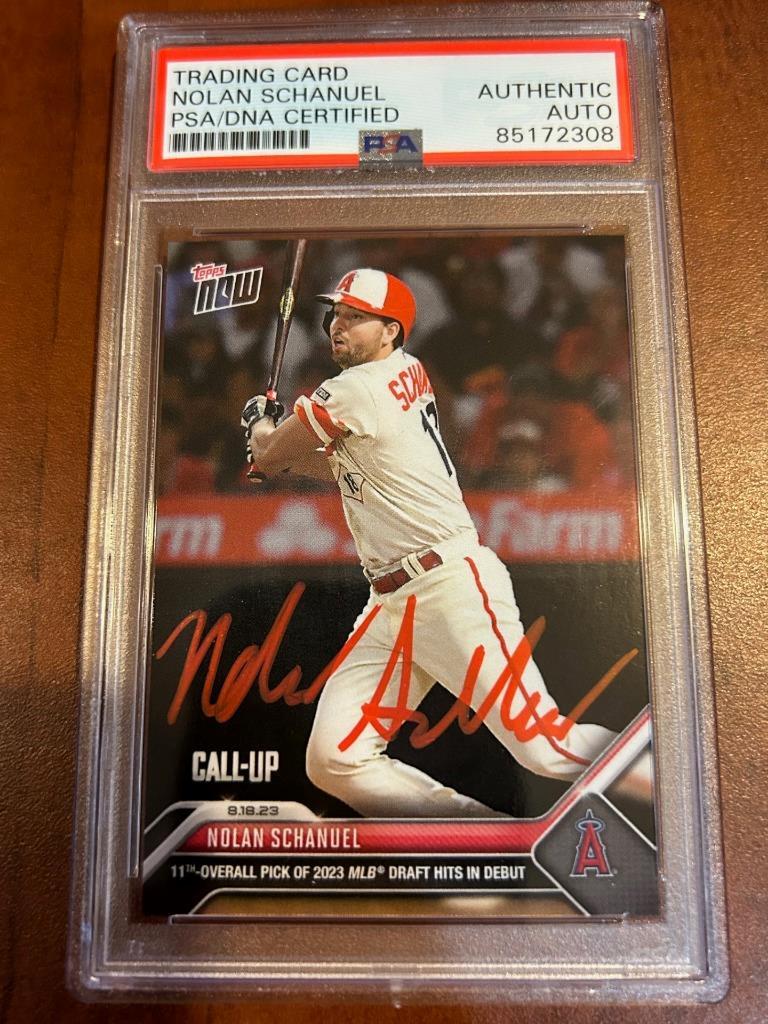 NOLAN SCHANUEL ANAHEIM ANGELS 2023 TOPPS NOW ROOKIE CALL UP DEBUT SIGNED PSA COA