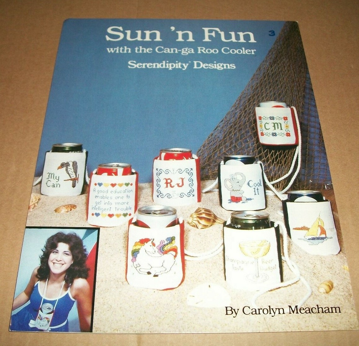 COUNTED CROSS STITCH PATTERN LEAFLET SERENDIPITY SUN 'N FUN CAN-GAROO COOLERS