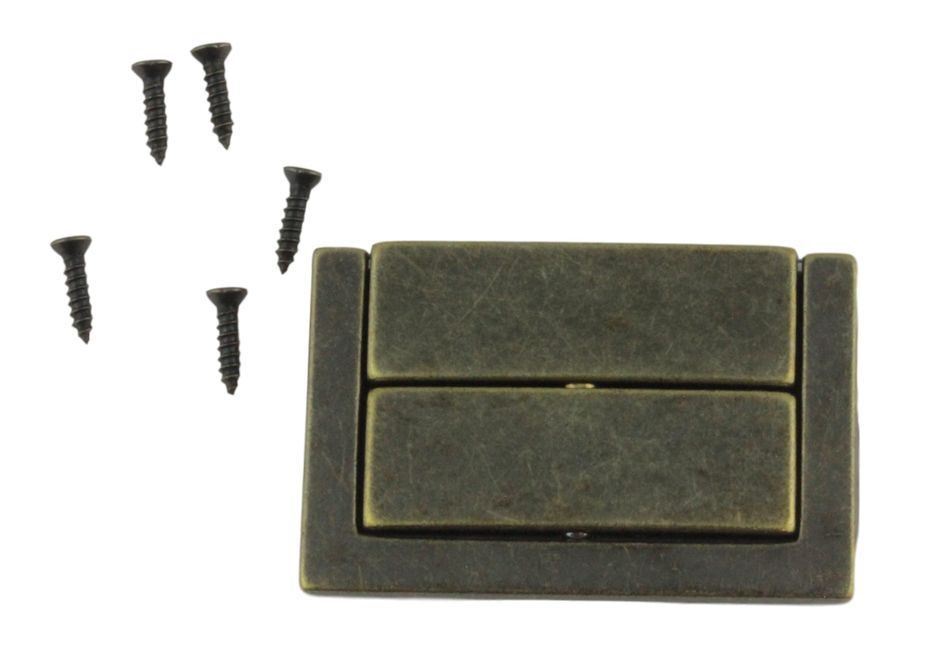 Small Box Catch or Clasp 1-3/4 x 1-3/8" Antique Brass