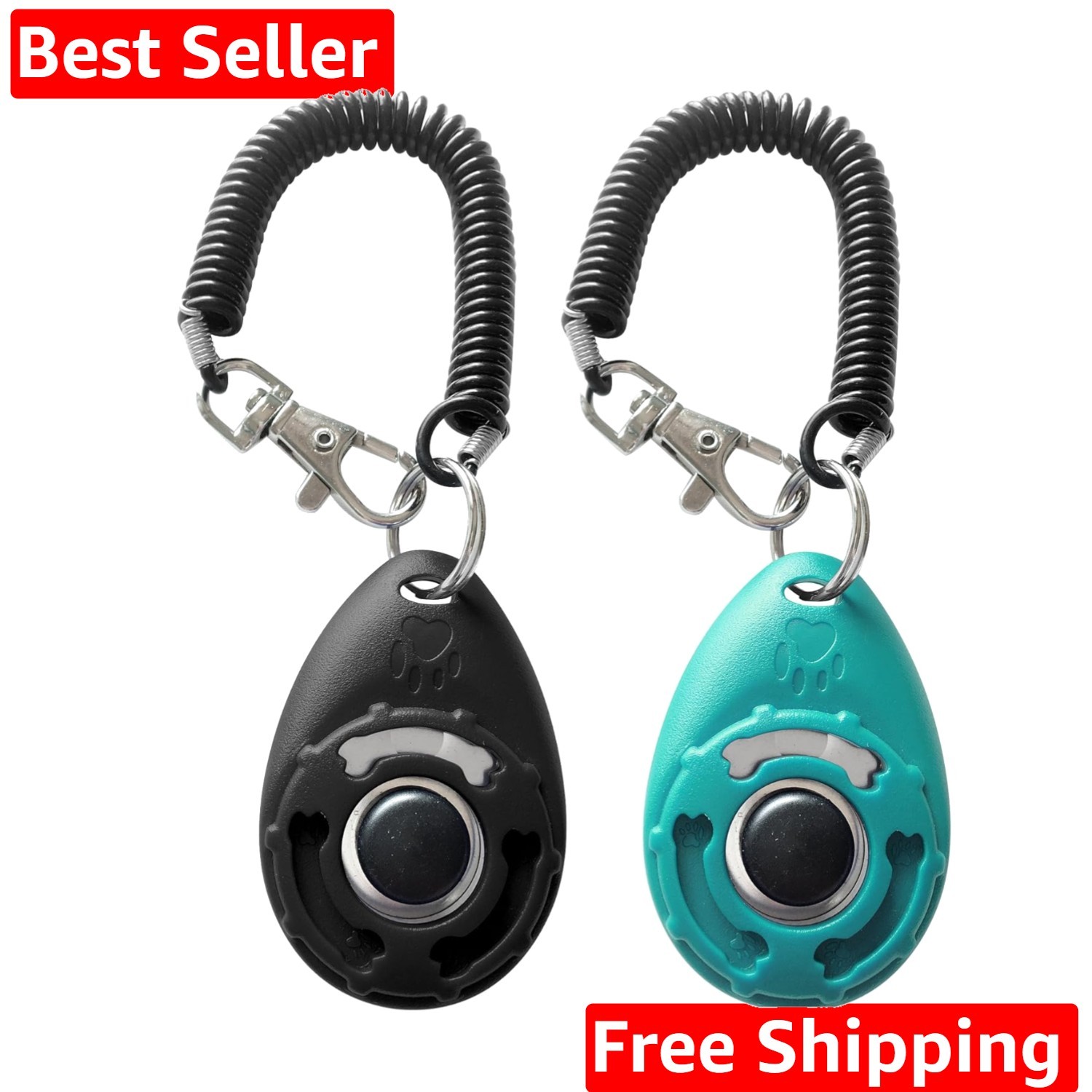 Pet Training Clicker with Wrist Strap - Dog Training Clickers New Black + Blue