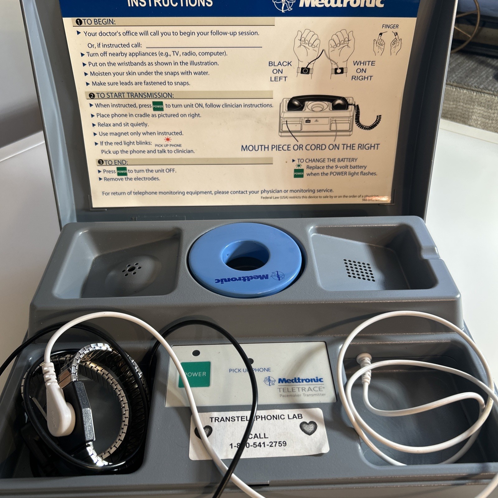 Vintage Medtronic Teletrace Telephone ECG with wristband monitoring zabs