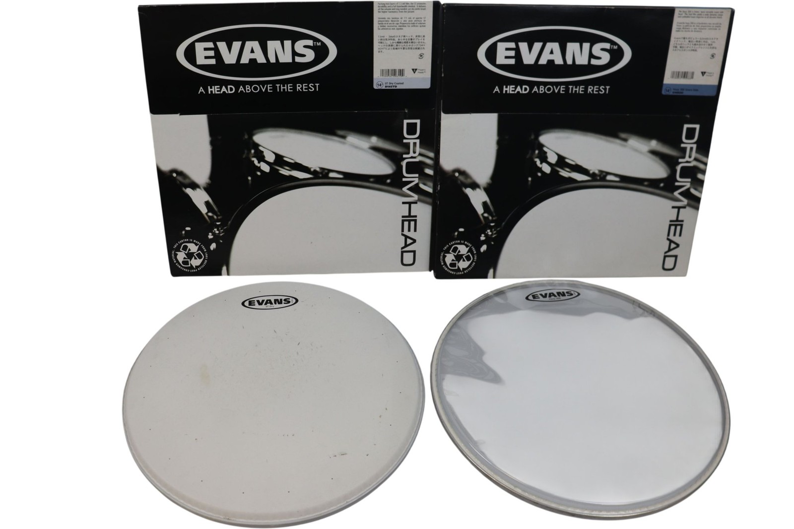 Evans ST Dry Coated & Hazy 300 Drum Heads 14 Inch Set
