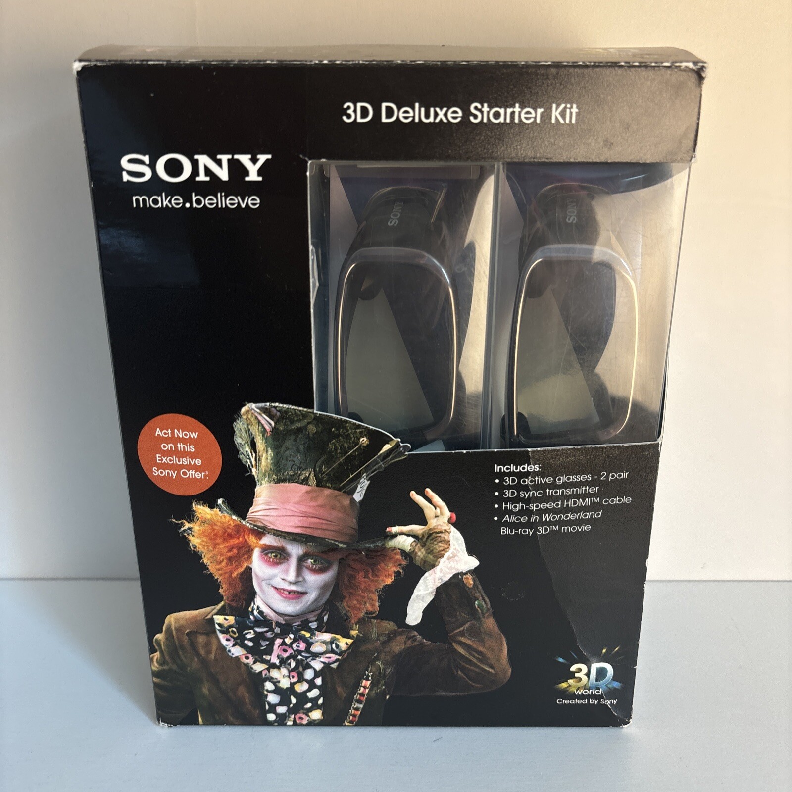 Vintage SONY 3D Alice In Wonderland Blu-Ray 3D Movie Deluxe Starter Kit Open Box