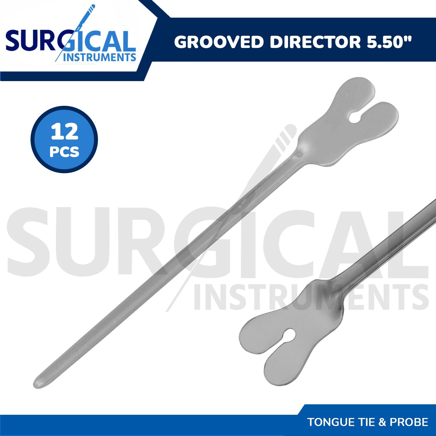 12 Pc Grooved Director with Tongue Tie & Probe 5.50" 14cm Stainless German Grade